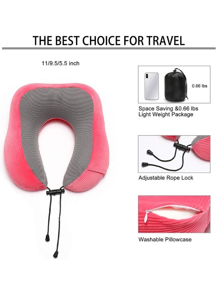 Travel Pillow, Memory Foam Neck Pillow with 360-Degree Head Support Comfortable Airplane Pillow with Storage Bag Lightweight Traveling Pillow for Sleeping, Car, Train, Bus and Home Use(Red) - Image 5